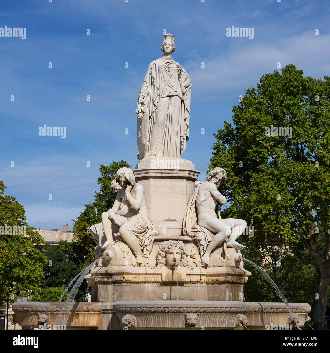 Famous fountain in Nimes, France, Europe Stock Photo