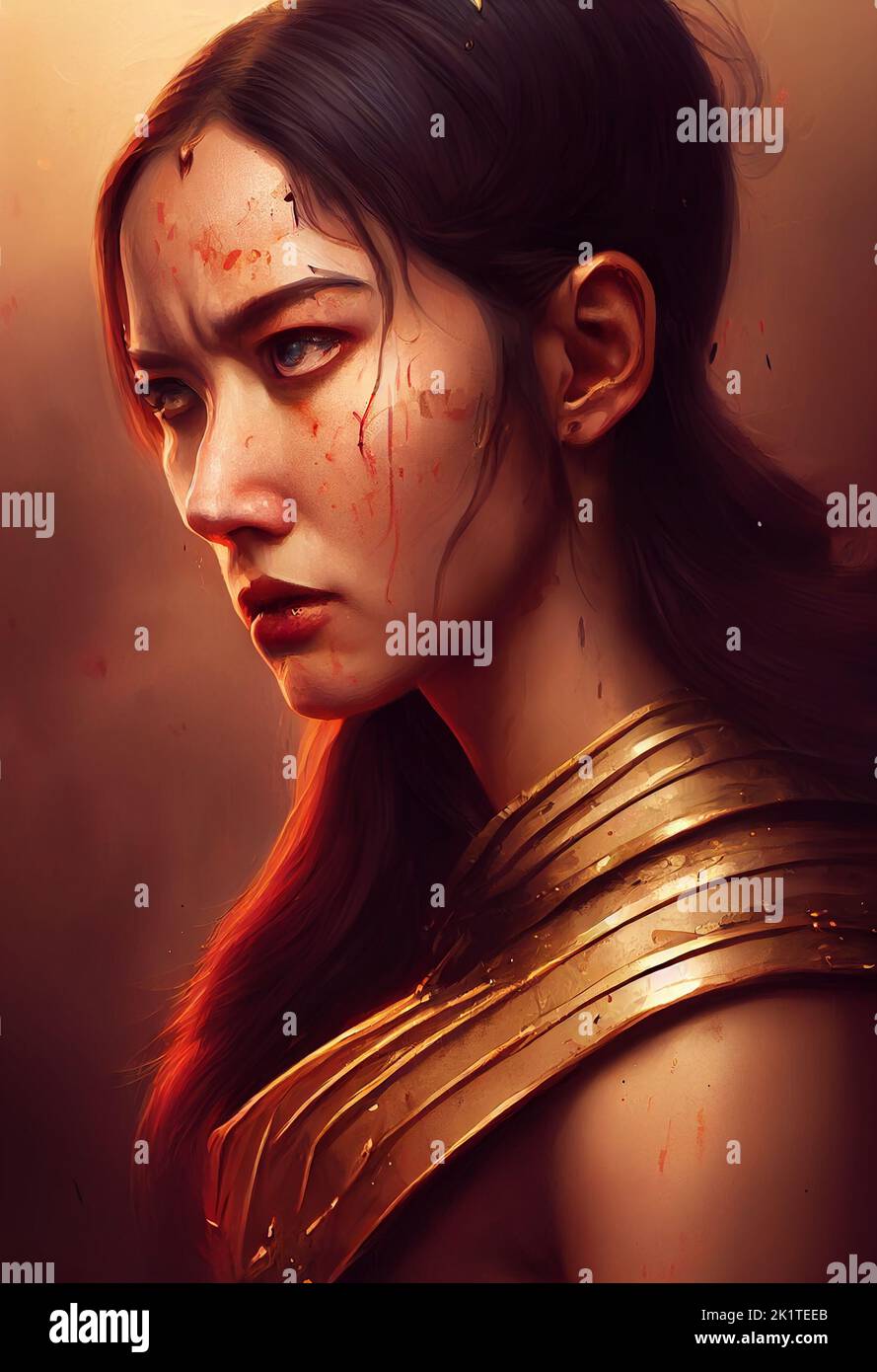 A 3D render of a determined warrior-empress seeking revenge - female fantasy protagonist digital art Stock Photo