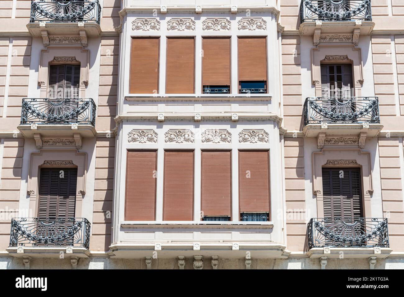 Facade of a catalan modernism house in Tortosa, Tarragona, Catalonia, Spain Stock Photo