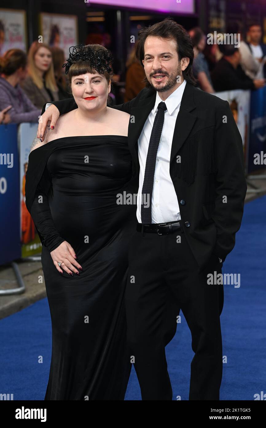 September 20th, 2022. London, UK. Lena Dunham and Luis Felber arriving at the Catherine Called Birdy UK Premiere, Curzon  Mayfair, London. Credit: Doug Peters/EMPICS/Alamy Live News Stock Photo