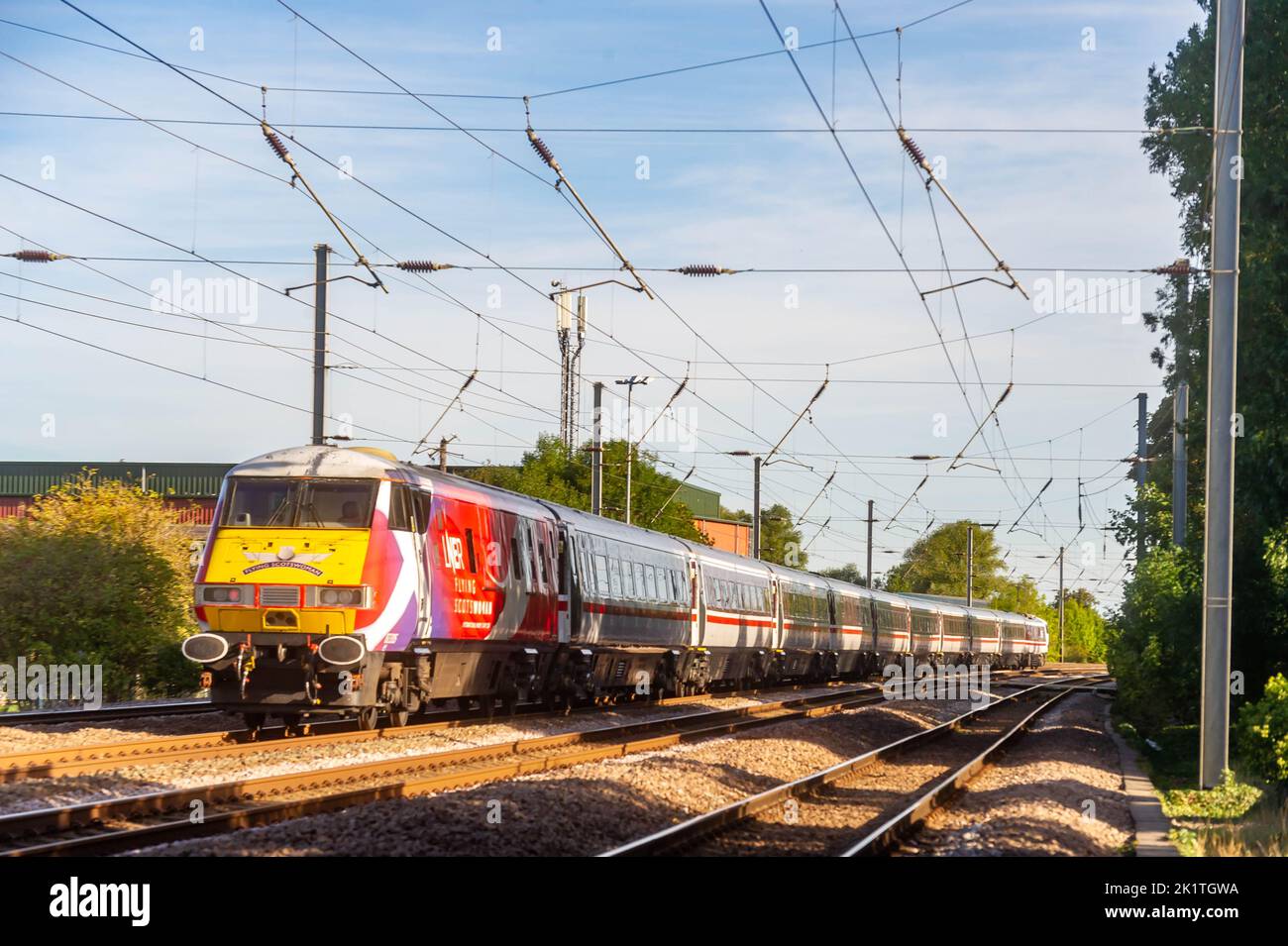 Trains, East Coast Main Line, LNER , Intercity Trains, London to Edinburgh trains, London to Leeds trains Stock Photo