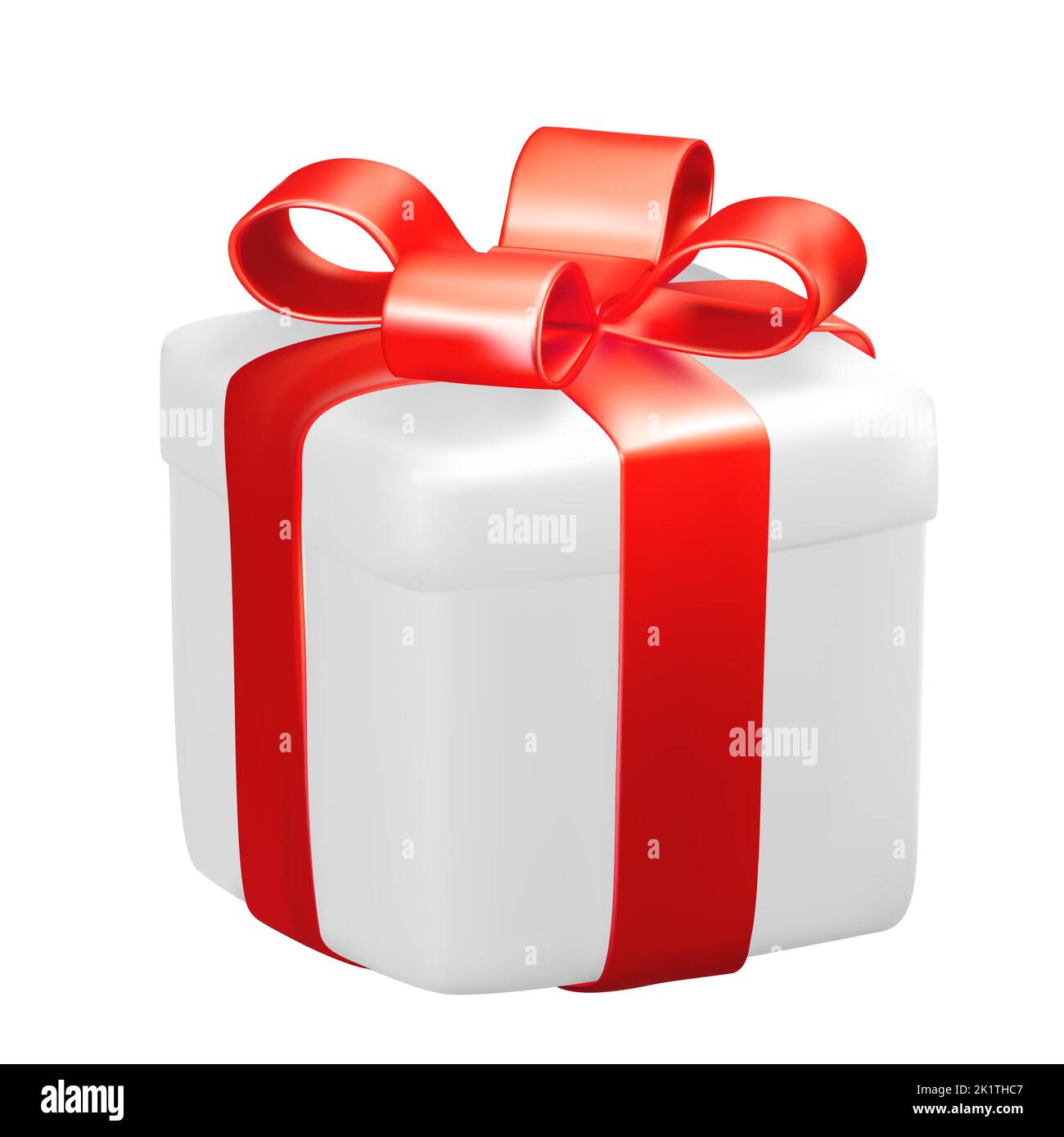 Realistic 3D White Gift Box with Red Ribbon. Vector Illustration EPS10 Stock Vector