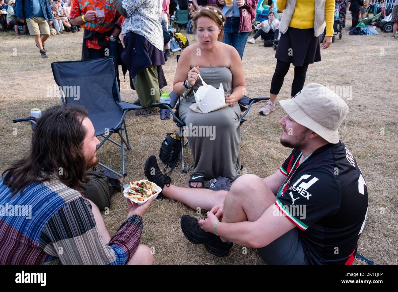 Fast food time for the festival crowd at the Green Man 2022 music festival in Wales, UK, August 2022. Photograph: Rob Watkins/Alamy Stock Photo