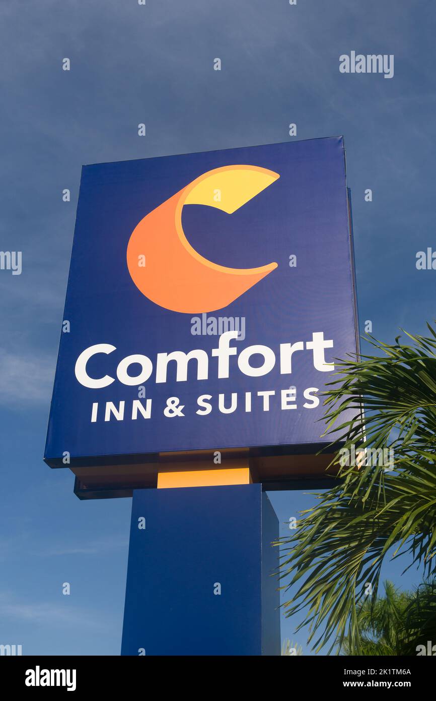 FORT MYERS, FL, USA - JULY 7, 2022: Comfort Suites motel exterior and trademark logo. Stock Photo