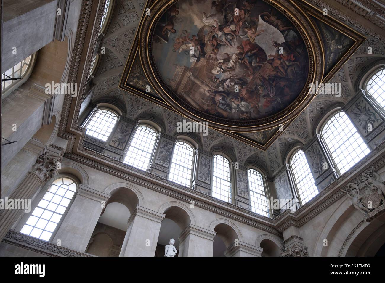 The Great Hall at Blenheim Palace, has a ceiling painted by James Thornhill with the Duke's apotheosis Stock Photo