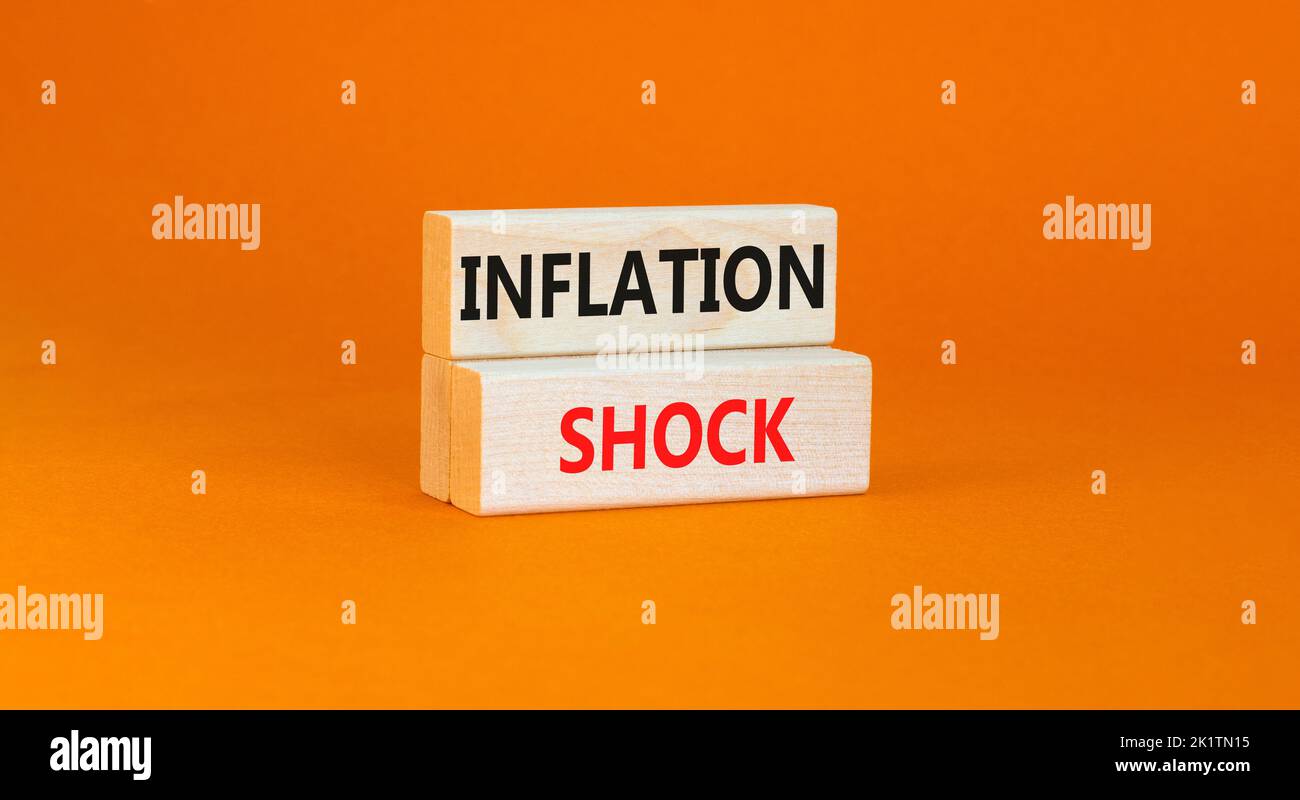 Inflation shock symbol. Concept words Inflation shock on wooden blocks ...
