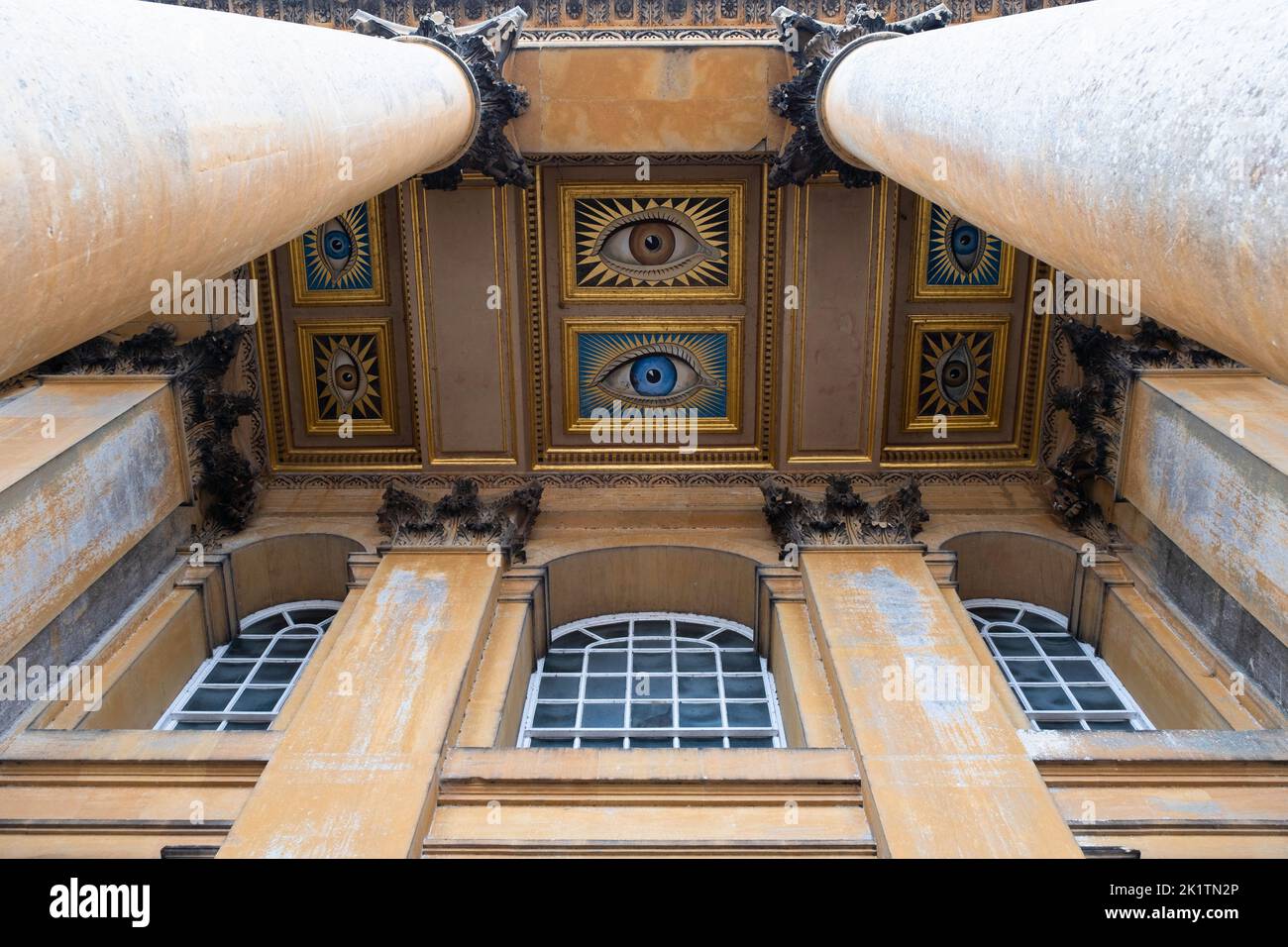 Paintings of six eyes are at Blenheim Palace in the ceiling of the North Portico. Woodstock, UK Stock Photo