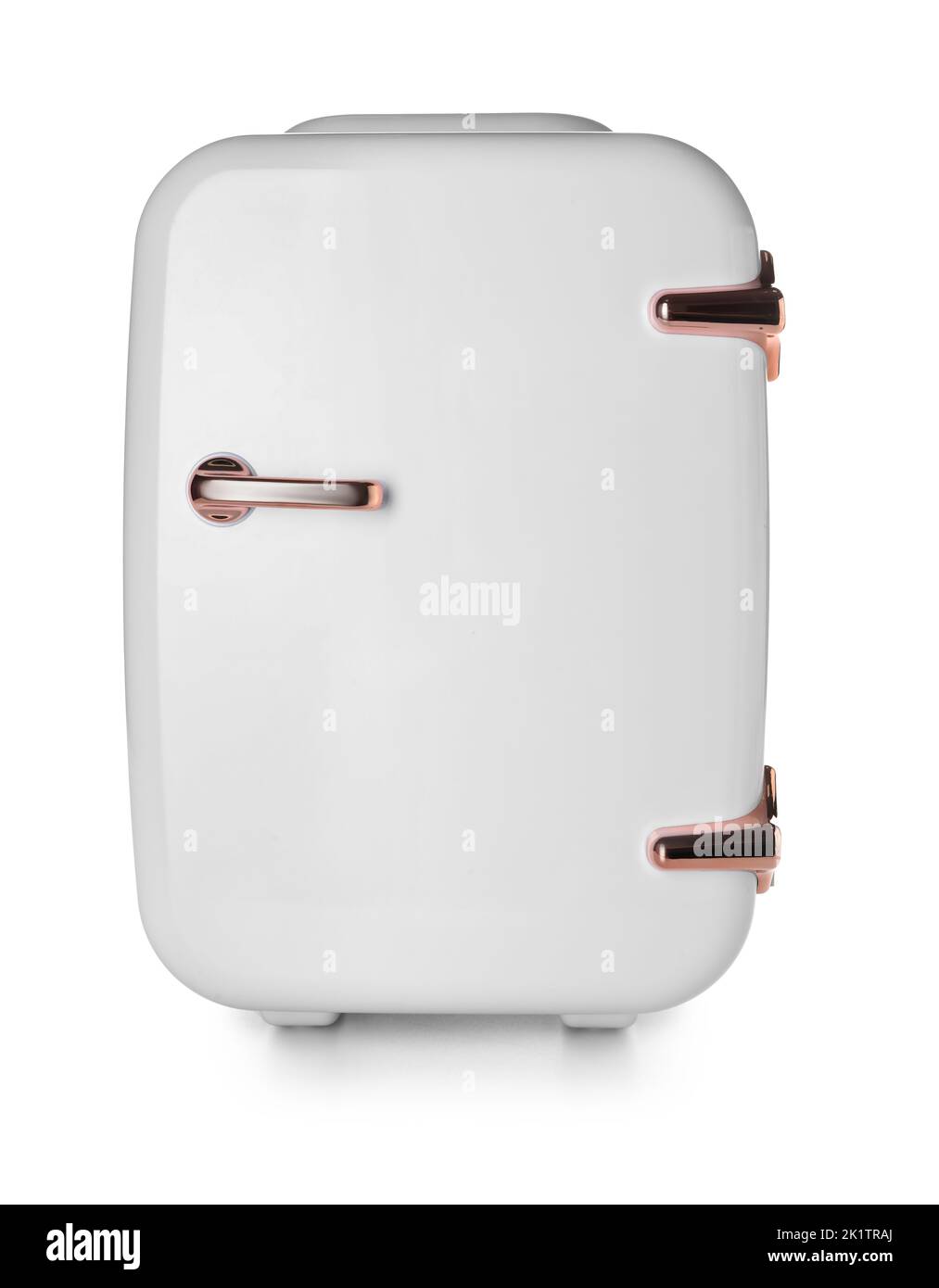 Small cosmetic refrigerator on white background Stock Photo