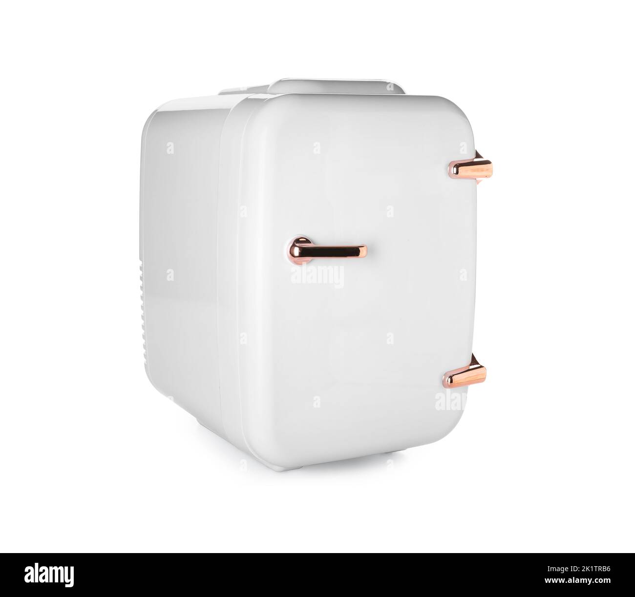 Small cosmetic refrigerator on white background Stock Photo