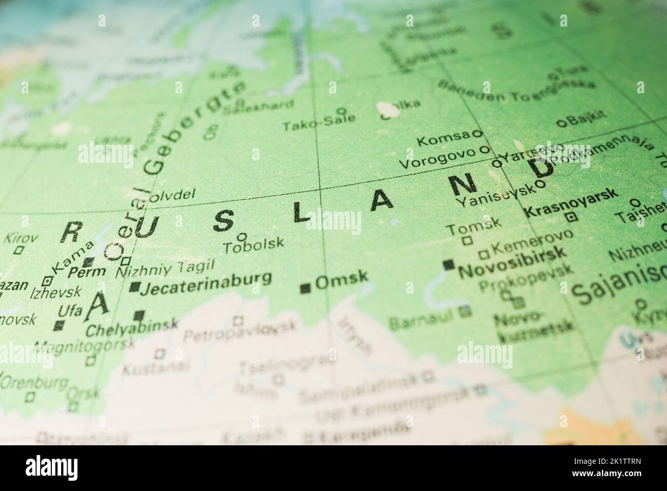 Russia on the map in Dutch language. Rusland in Netherlands. Russia