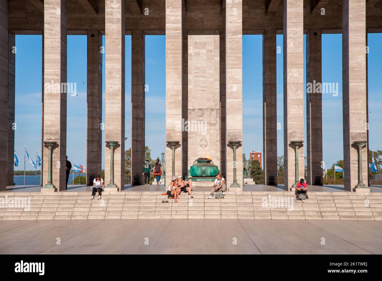 Tourists and passers-by at the National Flag Memorial in Rosario, Argentina Stock Photo