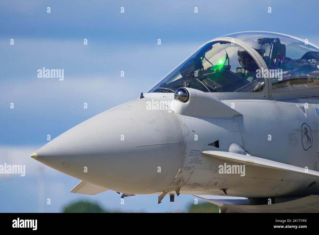 Eurofighter Typhoon, multinational twin-engine, canard delta wing, multirole fighter, agile, dogfighter, combat, Royal air force, Italian air force UK Stock Photo