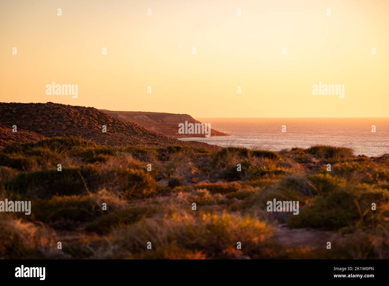 Warm sunset at the coast of Western Australia Stock Photo