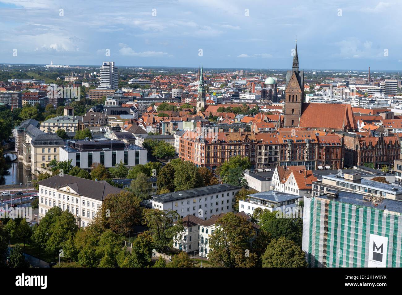 View over Hannover, Hannover, Niedersachsen, lower saxony, Landeshauptstadt, Capital City, Leine, University, Government, Saxony, Europa, Europe, Stock Photo