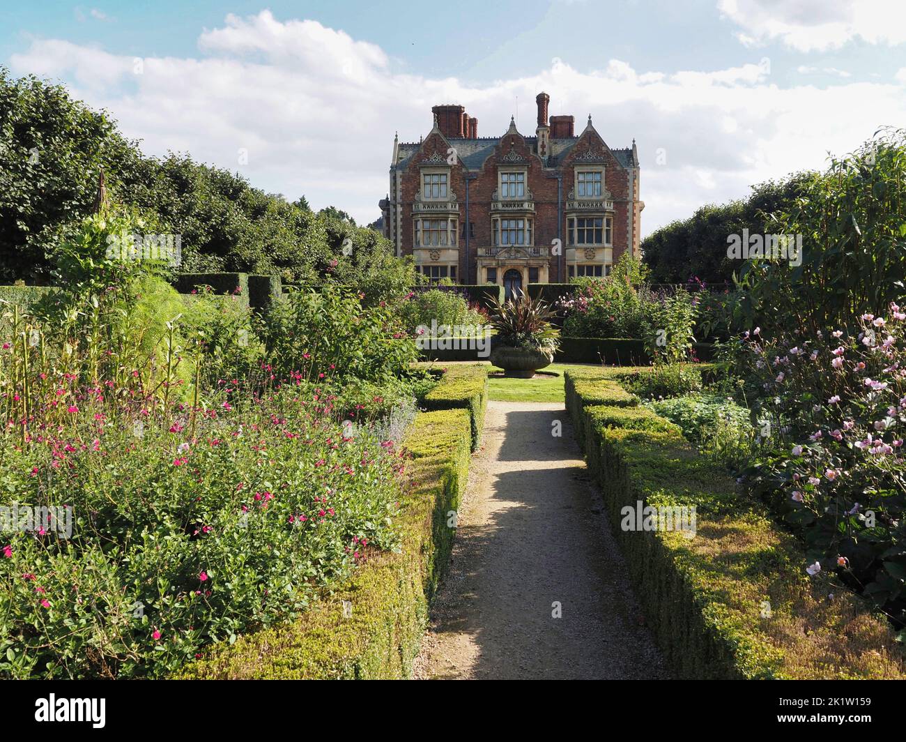 A side view of Sandringham house and gardens, queen's resident in Great
