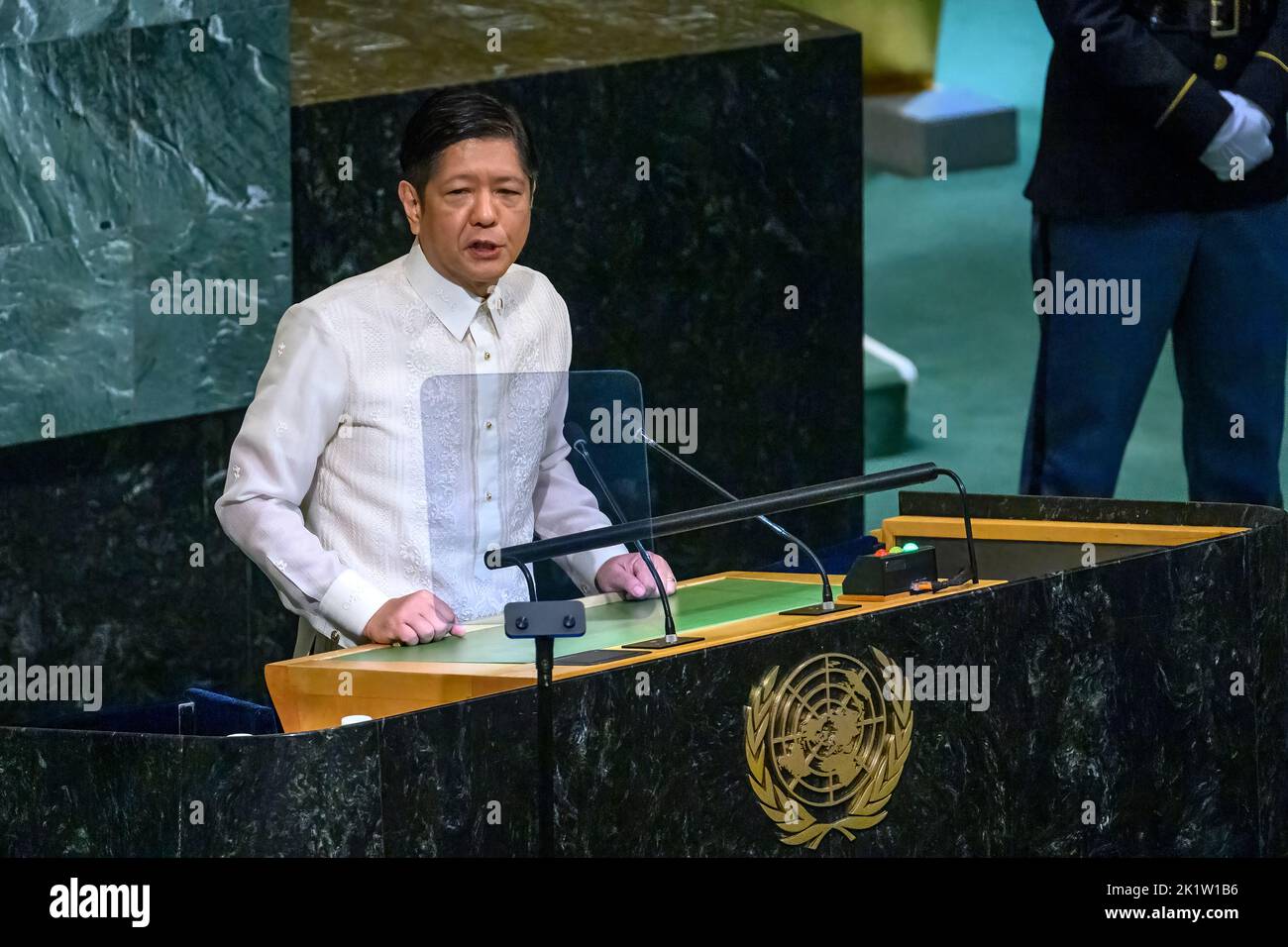 New York, USA. 20th Sep, 2022. Ferdinand Romualdez Marcos, President of the Republic of the Philippines, addresses the General Debate of the 77th United Nations General Assembly. Credit: Enrique Shore/Alamy Live News Stock Photo