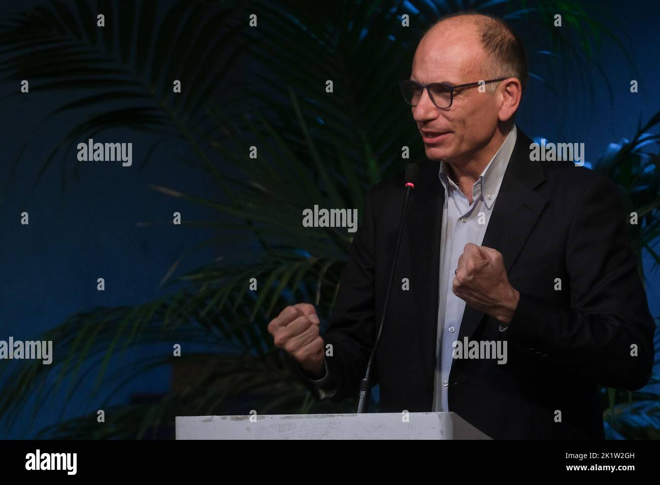 Democratic Party National Secretary Enrico Letta in Portici for the electoral tour towards the 25 September vote Stock Photo