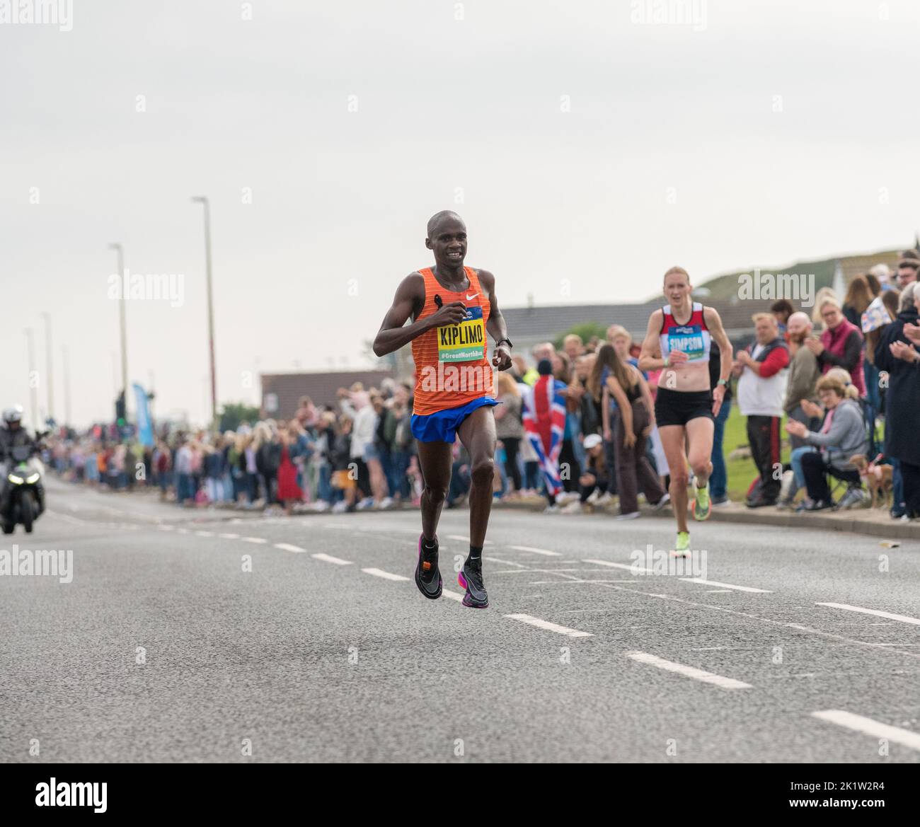 Jacob Kiplimo, Ugandan long-distance runner winning the 2022 Great North Run half marathon. Stock Photo