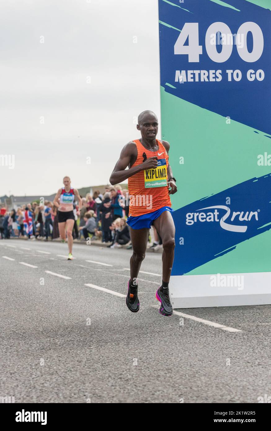 Jacob Kiplimo, Ugandan long-distance runner winning the 2022 Great North Run half marathon. Stock Photo