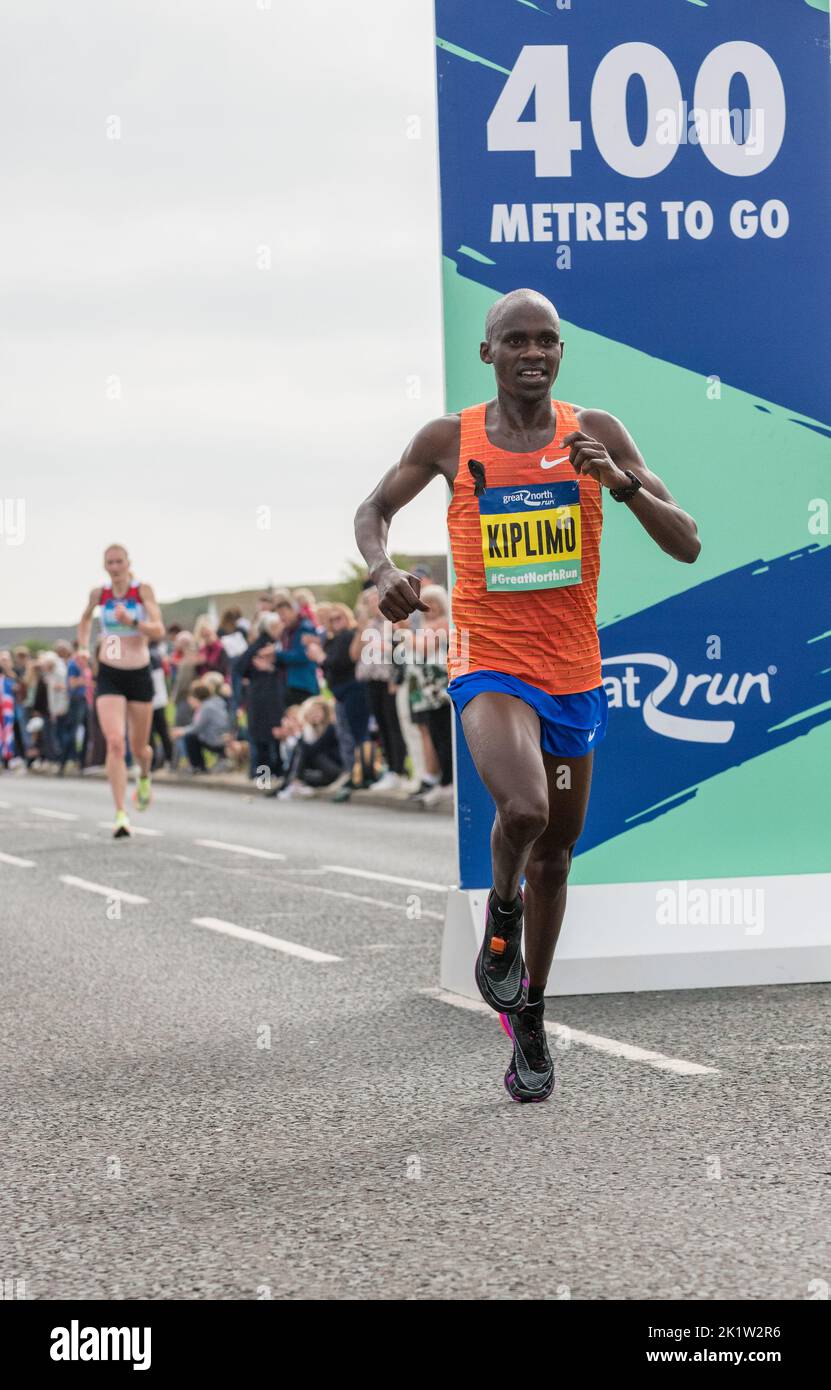 Jacob Kiplimo, Ugandan long-distance runner winning the 2022 Great North Run half marathon. Stock Photo