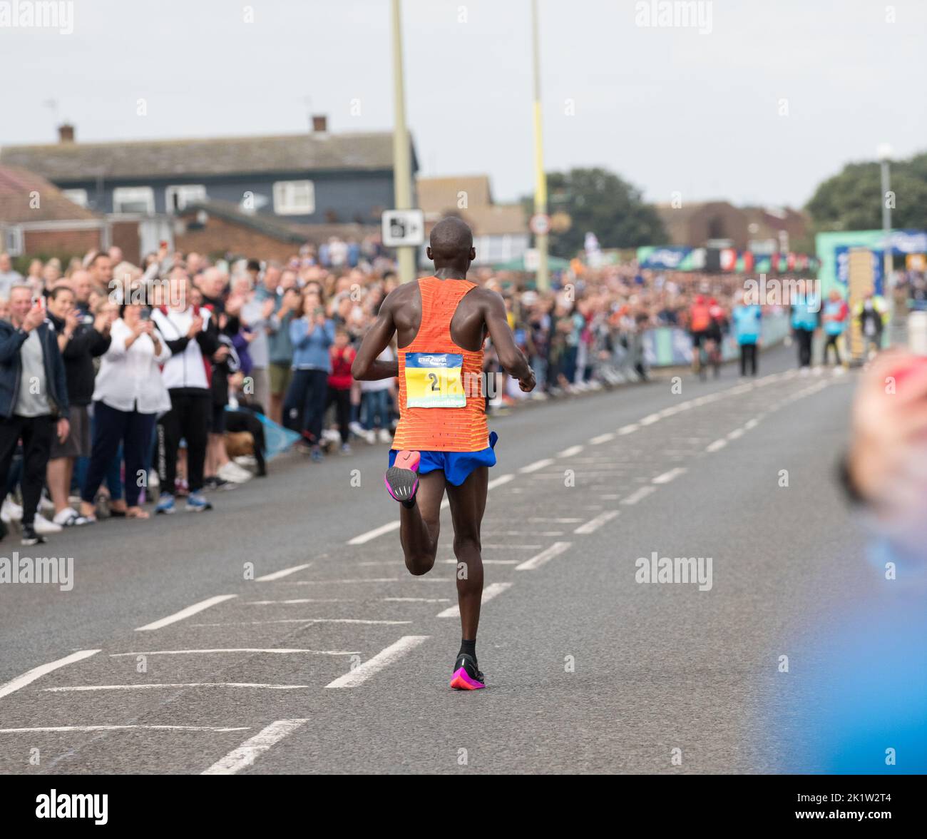 Jacob Kiplimo, Ugandan long-distance runner winning the 2022 Great North Run half marathon. Stock Photo