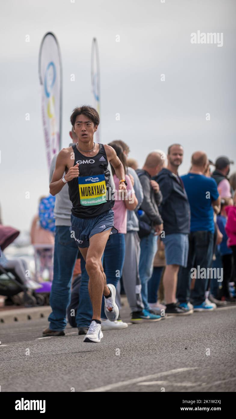 Kota Murayama long-distance runner in the 2022 Great North Run half marathon. Stock Photo