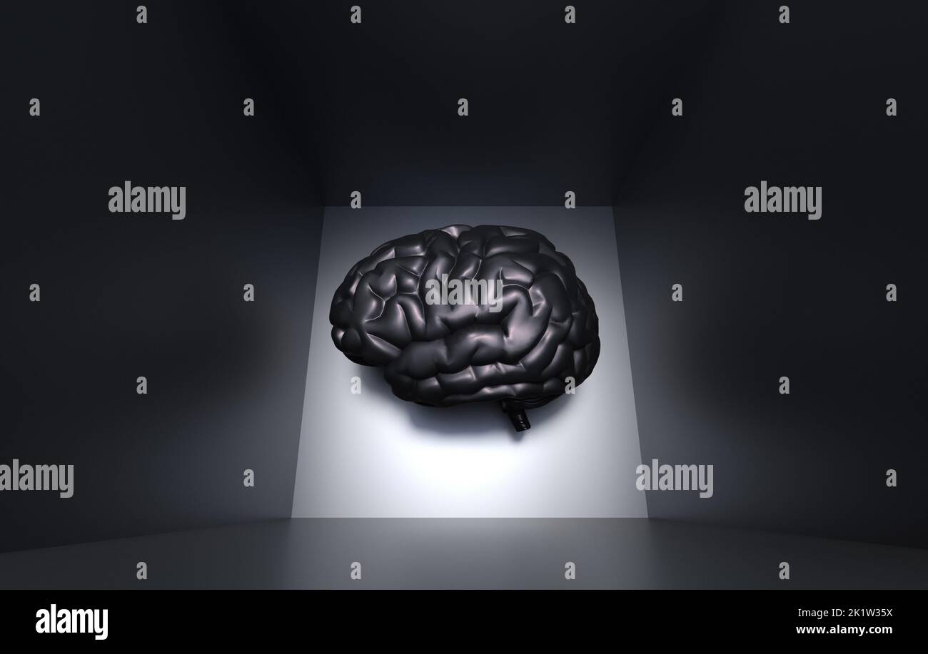 depressed brain in a dark environment - 3d rendering Stock Photo