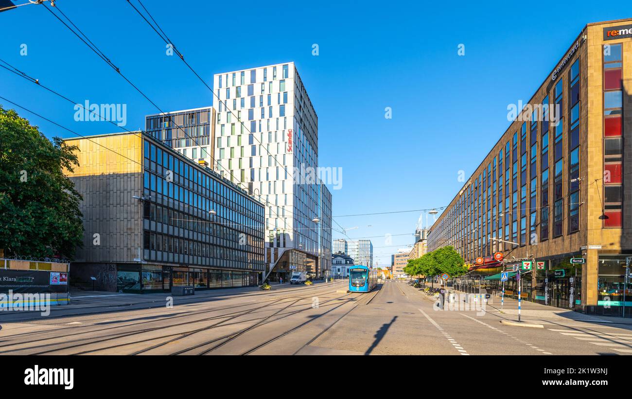 STOCKHOLM, SWEDEN - JUNE 11, 2022: Klarabergsgatan Street and public transportation hub in the city centre of Stockholm, Sweden Stock Photo