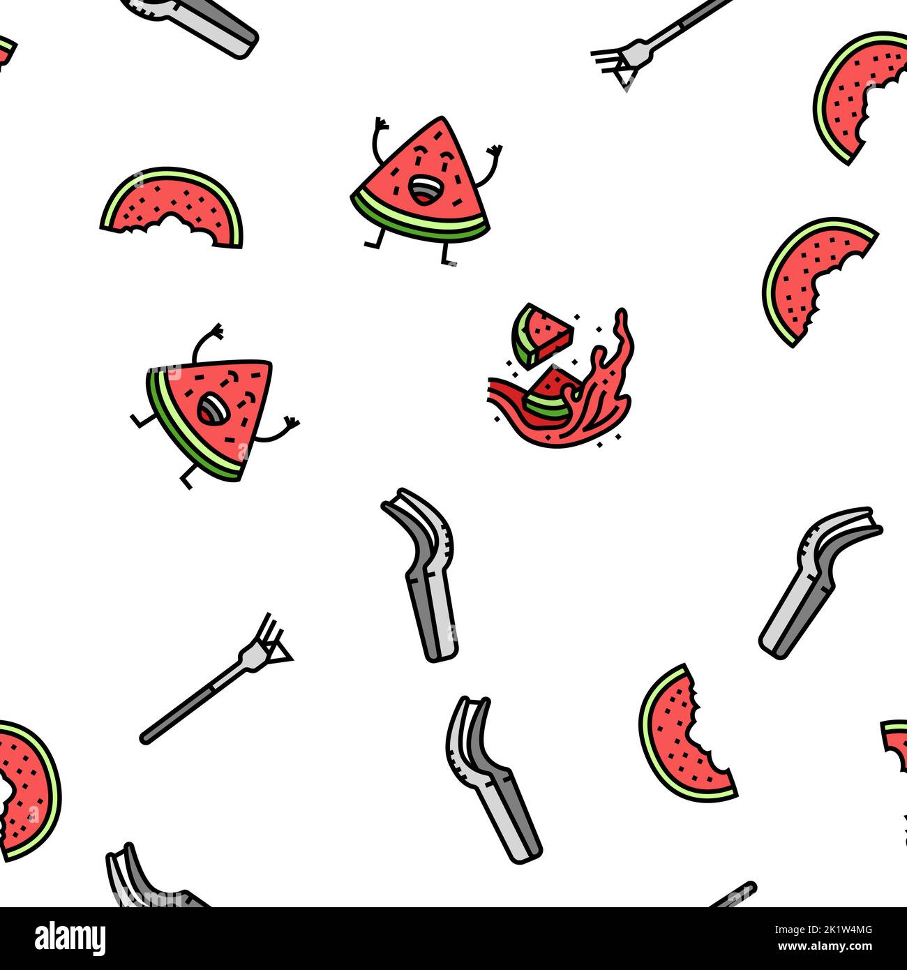 watermelon summer fruit slice vector seamless pattern Stock Vector ...