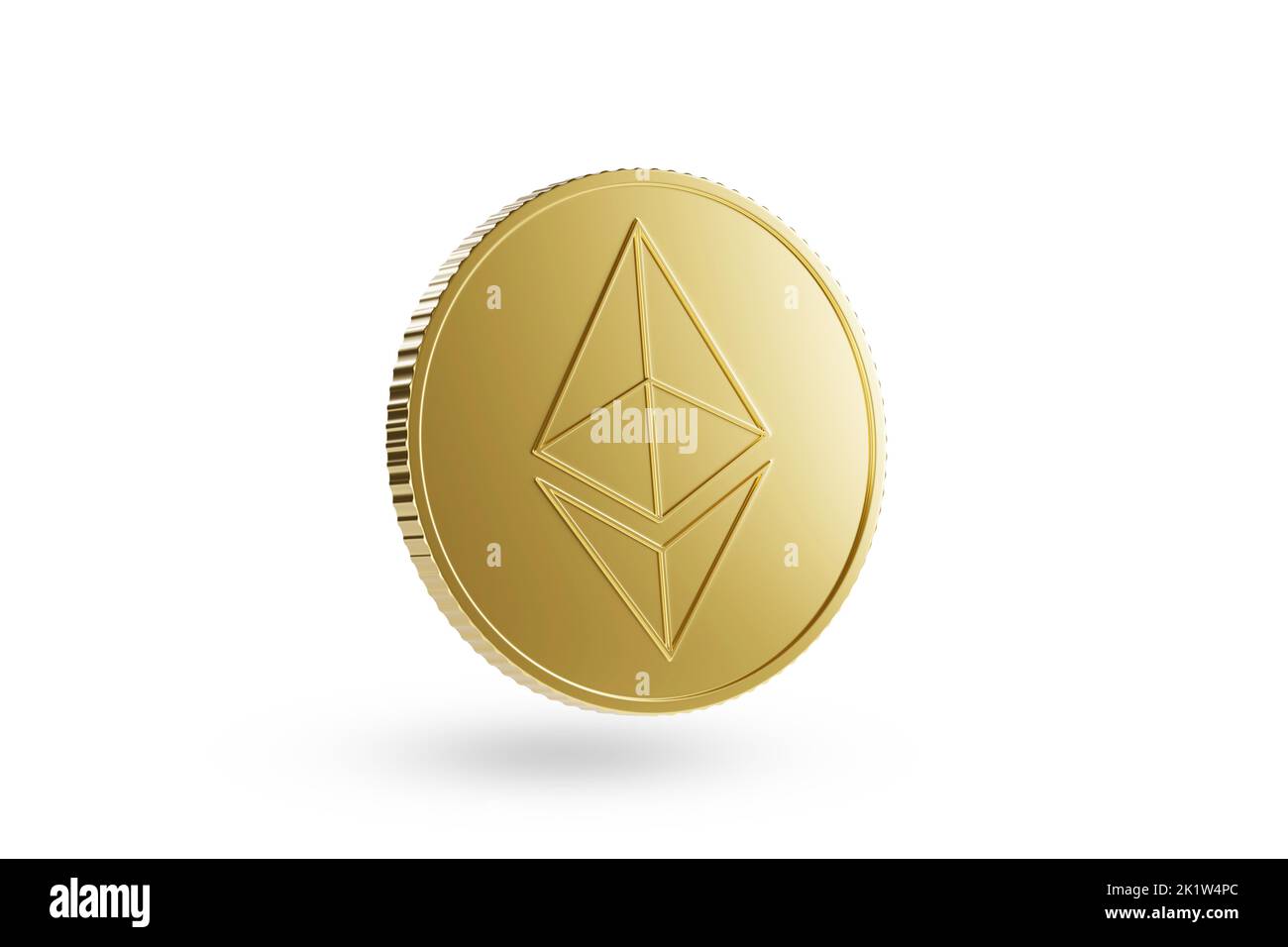 Ethereum golden coin isolated on white background. 3d illustration. Stock Photo
