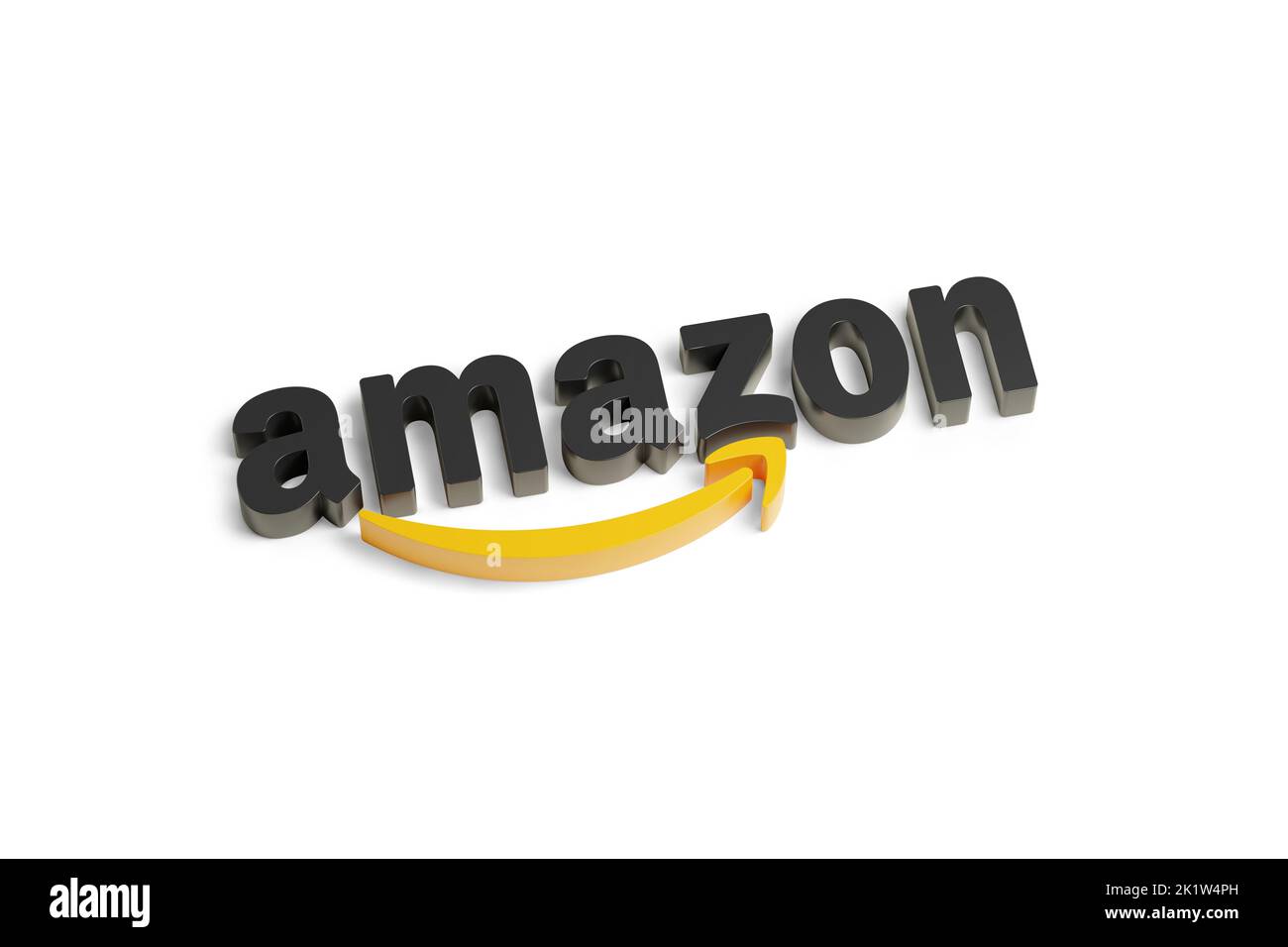 Buenos Aires, Argentina - September 17th, 2022: Three-dimensional Amazon logo isolated on white background. 3d illustration. Stock Photo