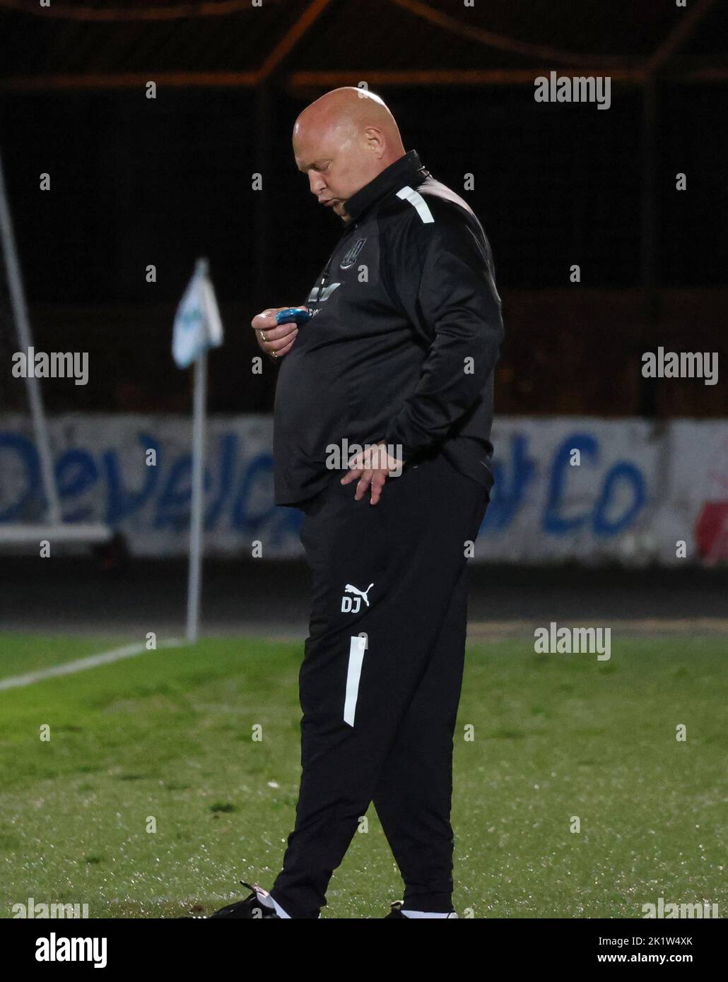 Ballymena Showgrounds, Ballymena, County Antrim, Northern Ireland, UK. 23 Aug 2022. Danske Bank Premiership – Ballymena United 1 Cliftonville 2. Irish League manager, Ballymena United manager David Jeffrey. Stock Photo