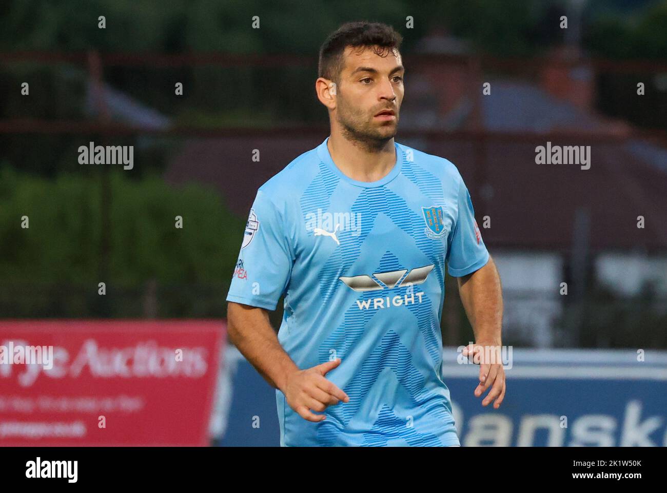 Ballymena Showgrounds, Ballymena, County Antrim, Northern Ireland, UK. 23 Aug 2022. Danske Bank Premiership – Ballymena United 1 Cliftonville 2. Ballymena United player David McDaid (7) in action during the Danske Bank Irish League game. Stock Photo