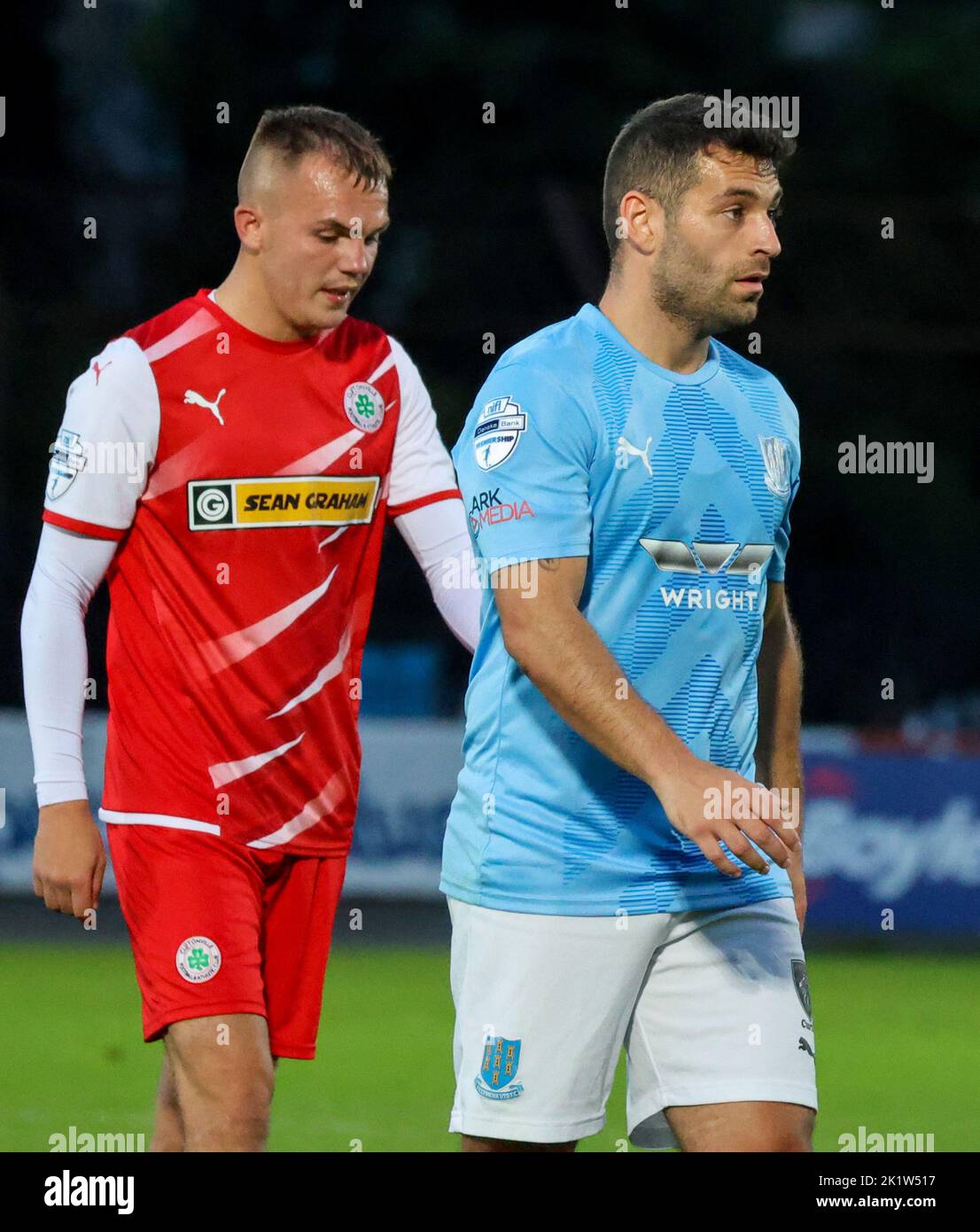 Ballymena Showgrounds, Ballymena, County Antrim, Northern Ireland, UK. 23 Aug 2022. Danske Bank Premiership – Ballymena United 1 Cliftonville 2. Ballymena United player David McDaid (7) in action during the Danske Bank Irish League game. Stock Photo