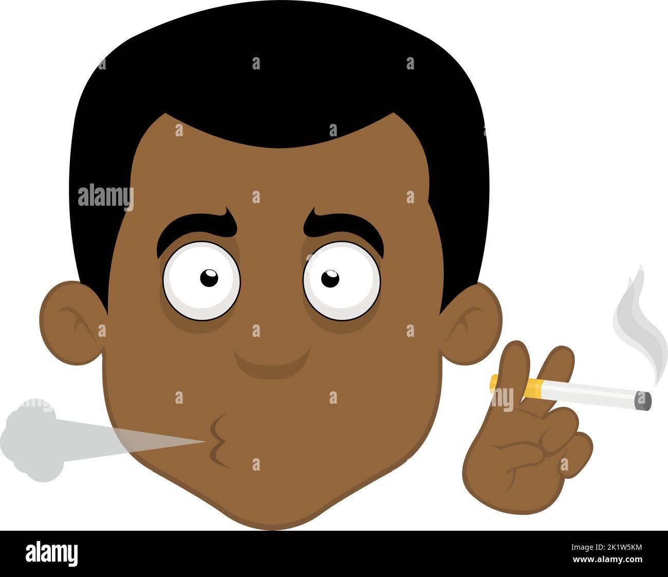 Vector illustration of the face of a cartoon man smoking with a cigarette in his hand Stock Vector