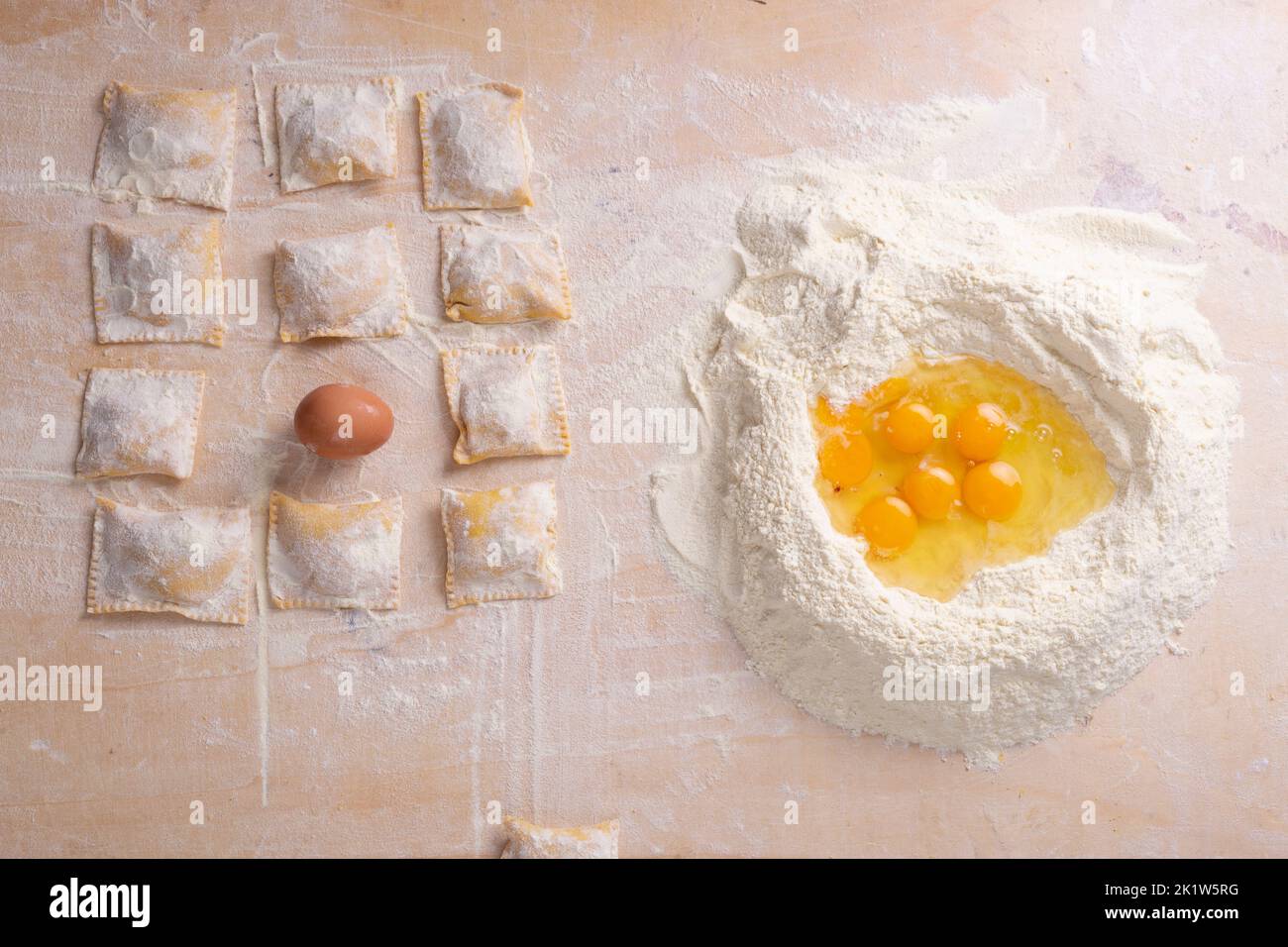 Making home made ravioli series of photo full lesson Stock Photo