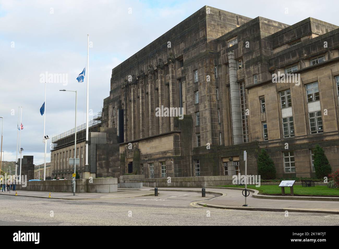 Flags at half mast for the Queen a tthe Scottish Office Building