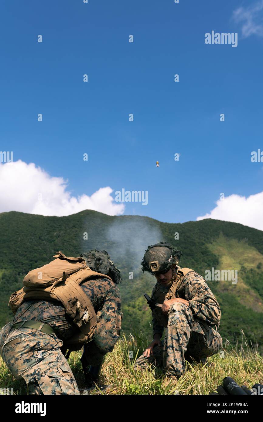 Jerry Edlin U.S. Marines with 3d Battalion, 3d Marines fire a 60 mm mortar while ...