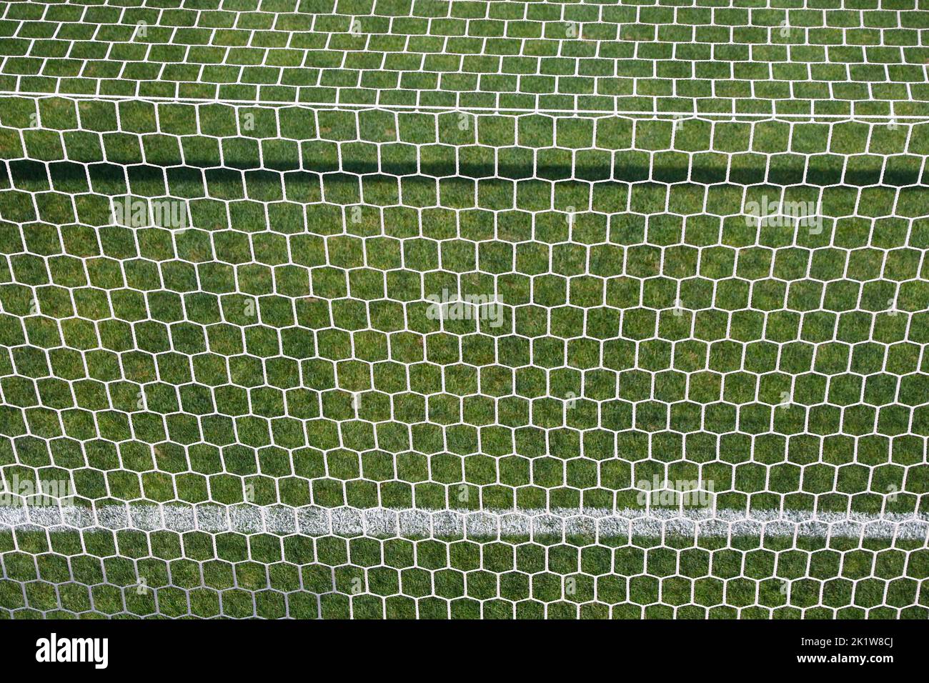 Goal net, details of football soccer stadium. View behind the net Stock Photo