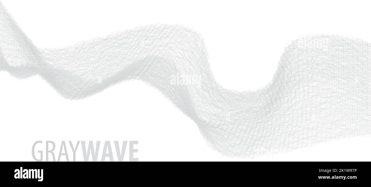 Abstract gray wave consisting of very thin lines on white background. Subtle vector graphic illustration Stock Vector