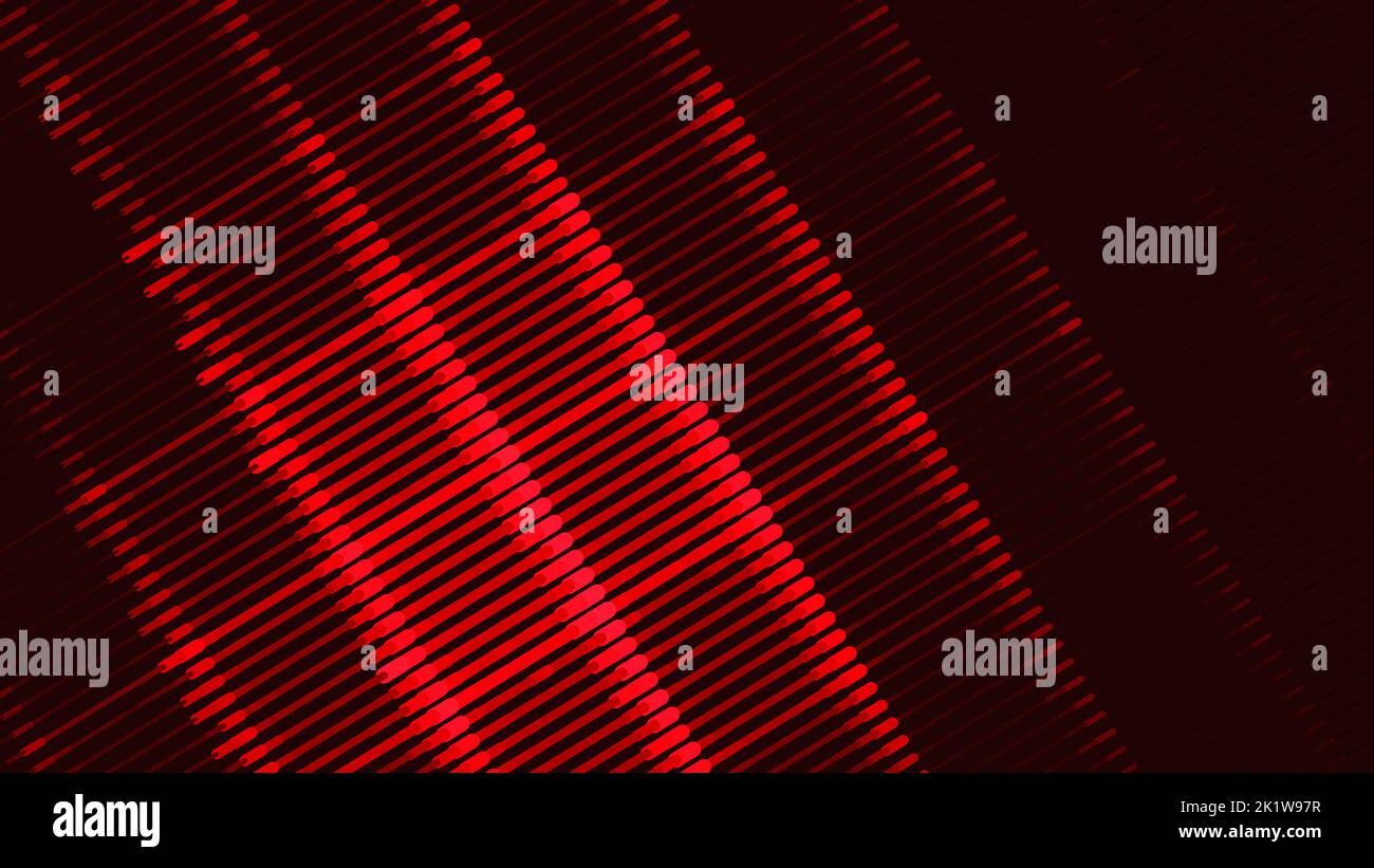 Abstract tech background with red diagonal lines on a black. Vector graphic pattern with halftone effect Stock Vector