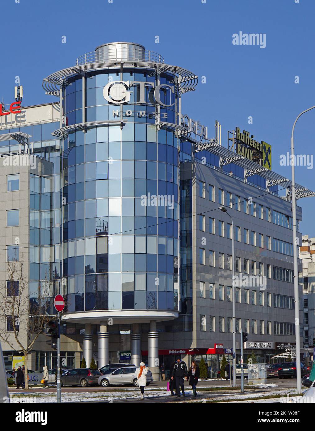 Belgrade, Serbia - January 19, 2016: Office building Gtc house New Belgrade at sunny winter day. Stock Photo