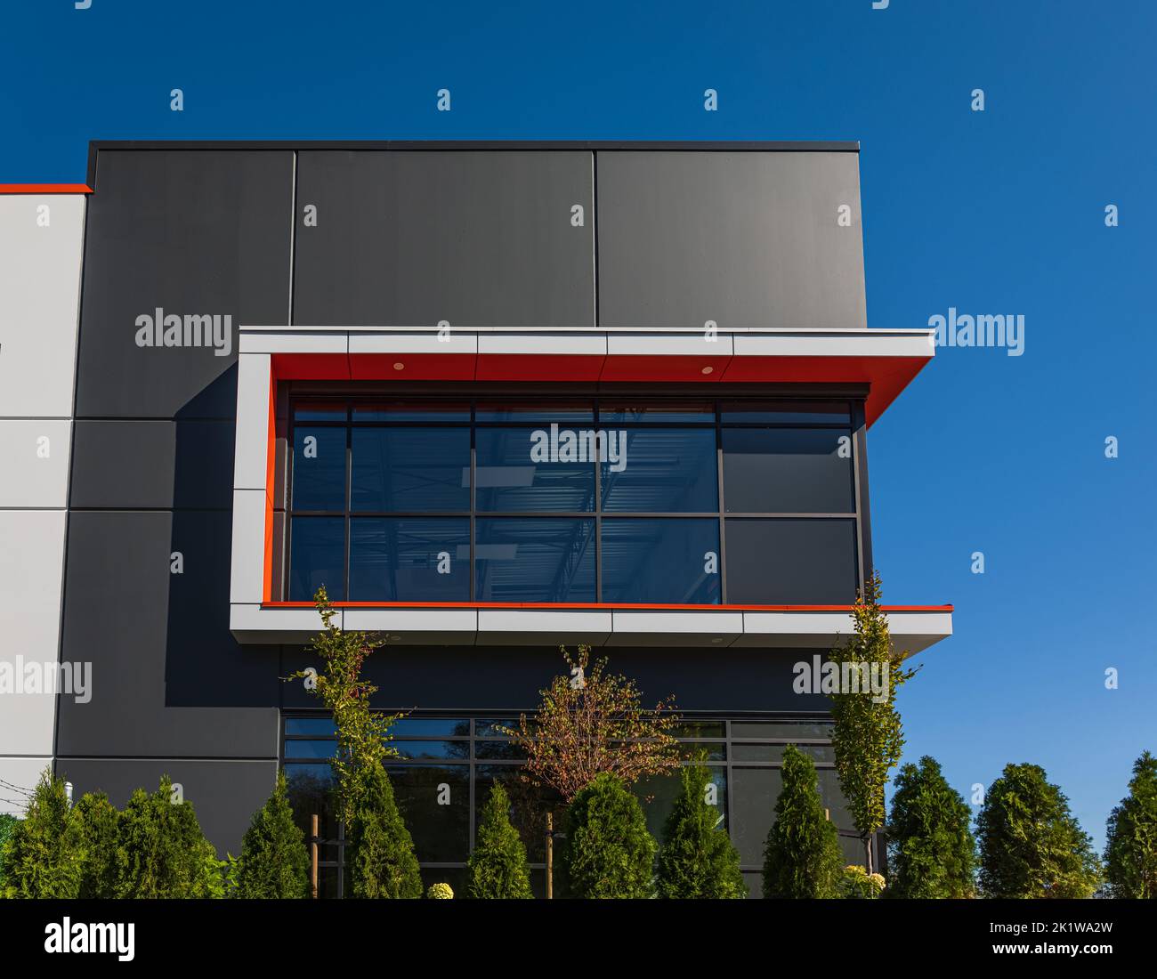 Lowrise office building. Modern development architecture in downtown