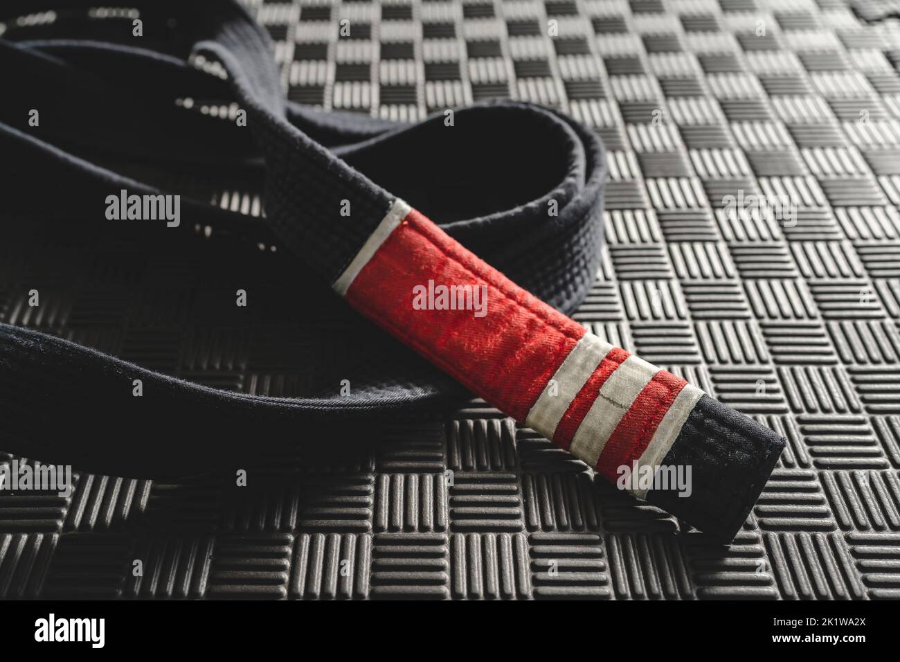 Brazilian jiu jitsu bjj black belt second degree on the tatami mats at gym or academy martial arts concept copy space Stock Photo