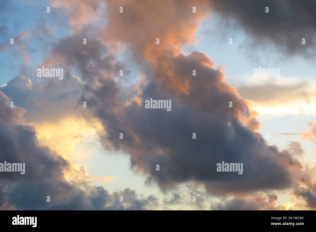 Background panoramic shot of cloudy sky. Dramatic view. Stock Photo