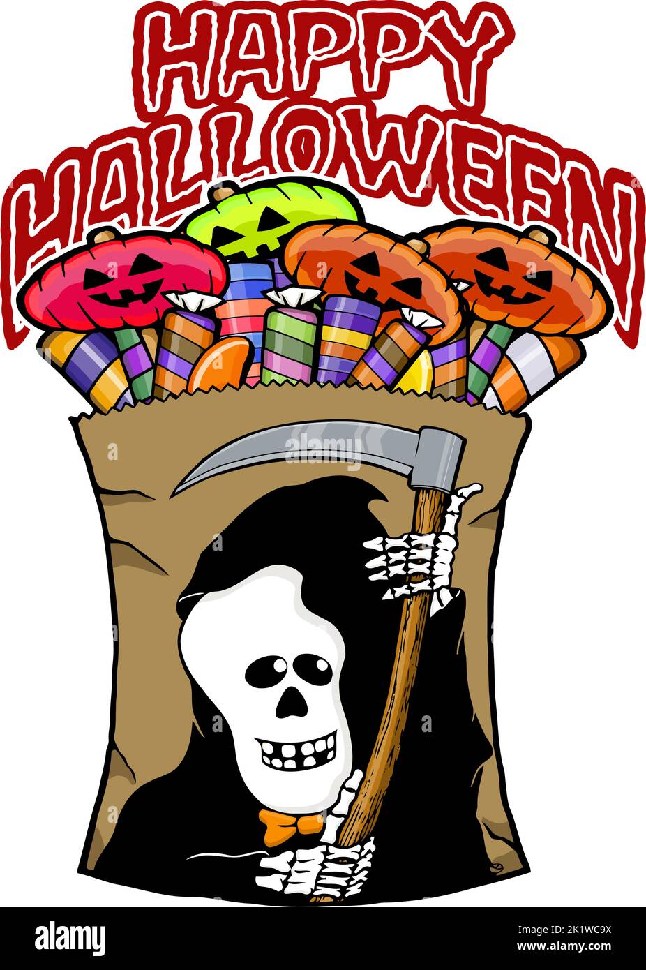 Sack Reaper Happy halloween design with a candy sack reaper Stock Vector Image ...