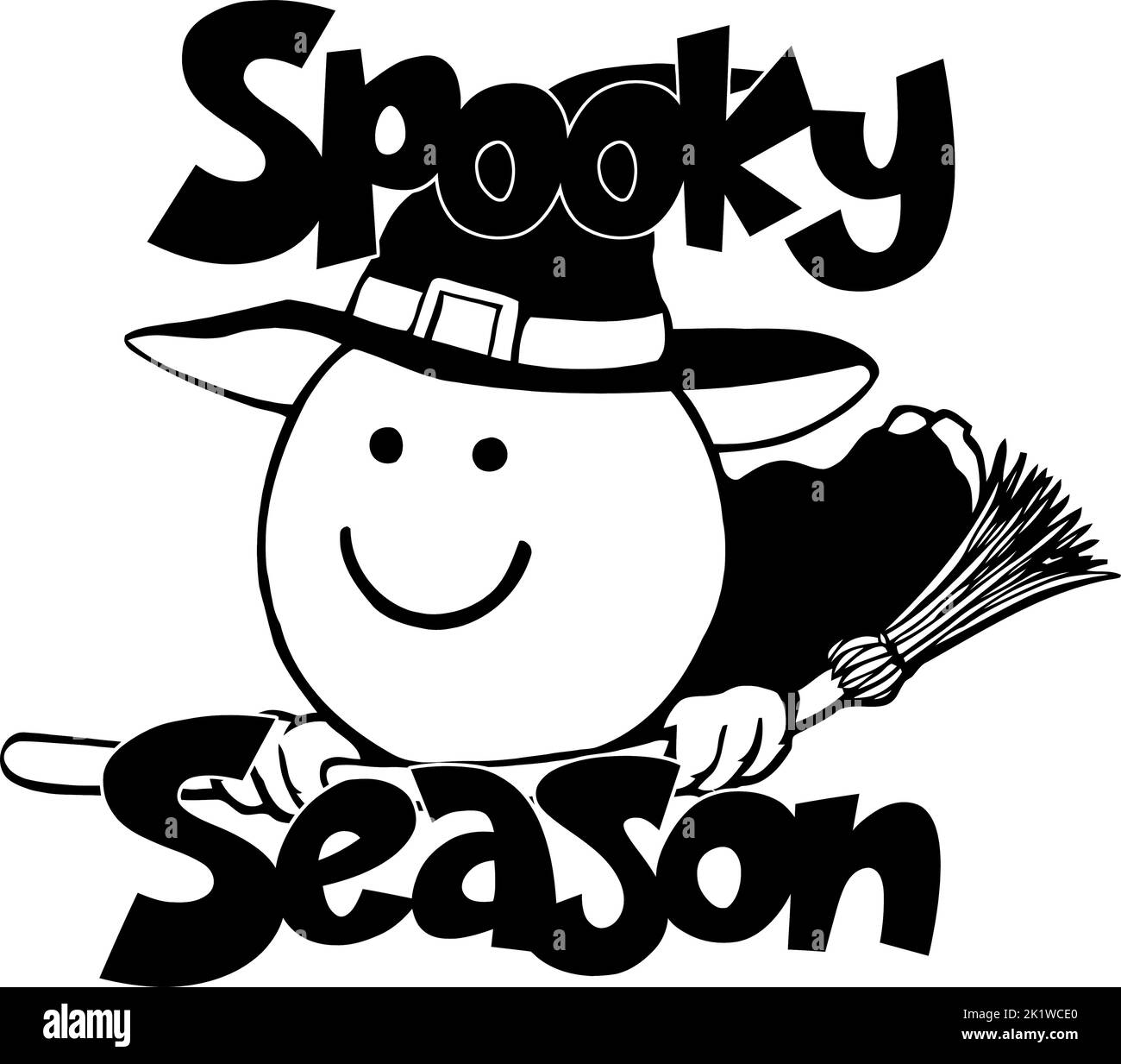 spooky season with smiley face witch Stock Vector