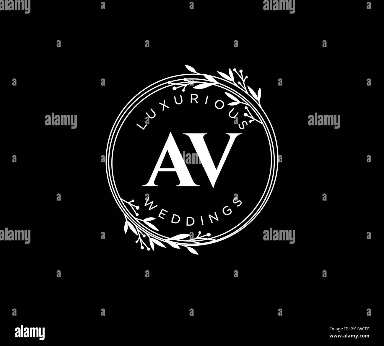 AV Initials letter Wedding monogram logos template, hand drawn modern minimalistic and floral templates for Invitation cards, Save the Date, elegant Stock Vector