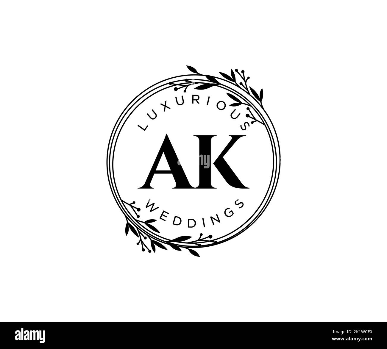 AK Initials letter Wedding monogram logos template, hand drawn modern