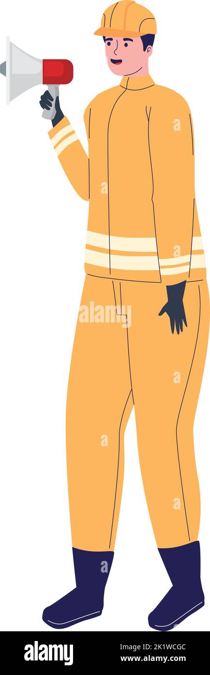 Fireman with megaphone Stock Vector Image & Art - Alamy